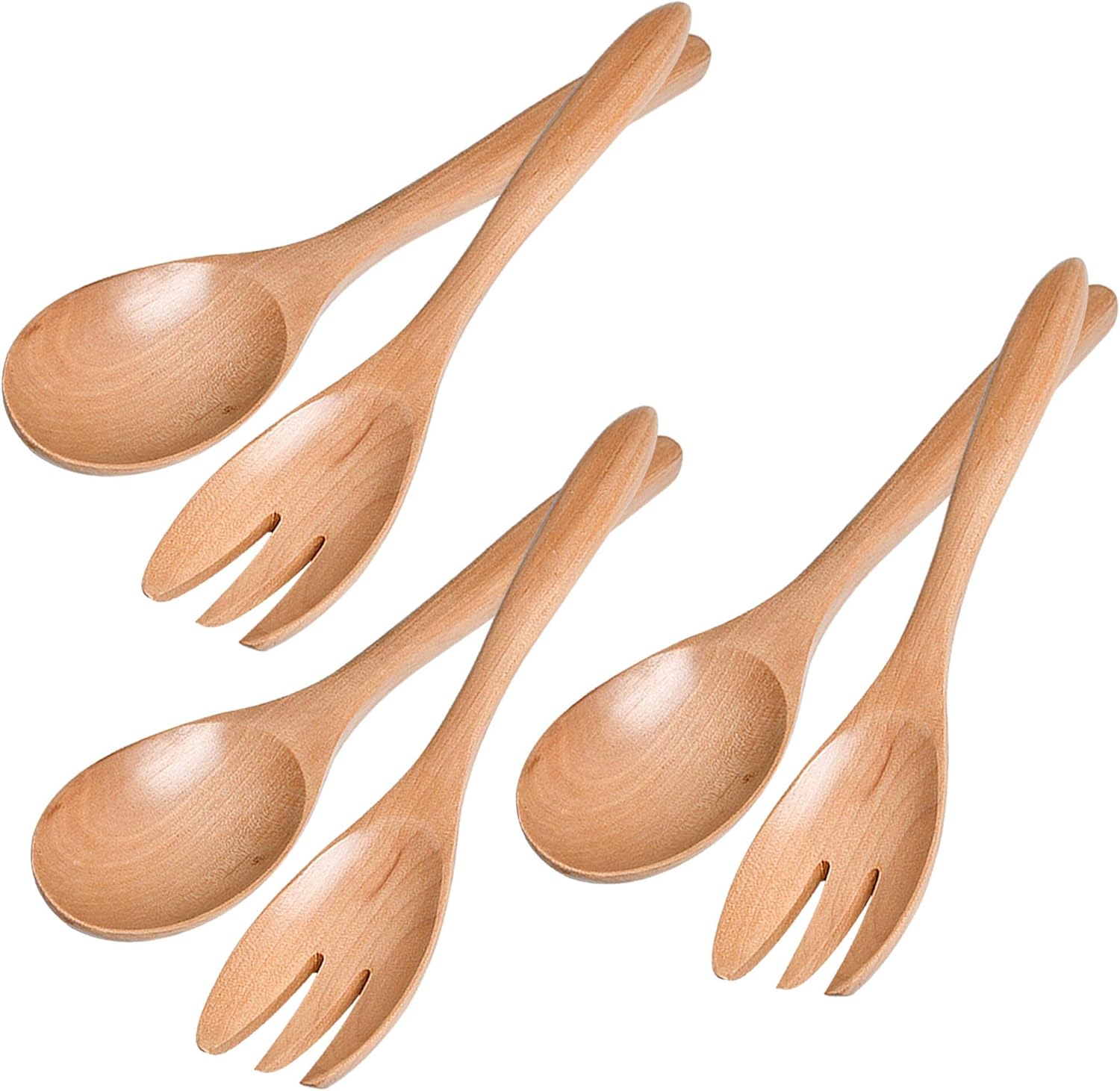 Salad Servers Set Akamino 6 Pieces Wooden Salad Fork and