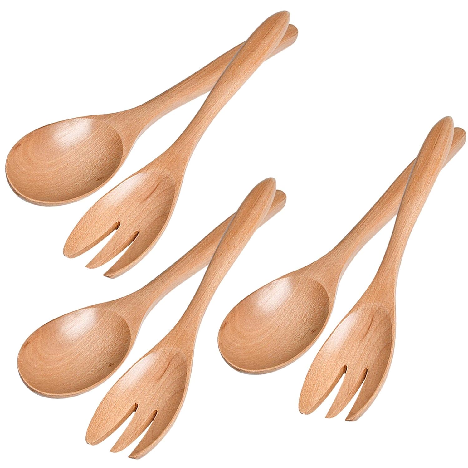 Buy Salad Servers Set Akamino 6 Pieces Wooden Salad Fork and Spoon with