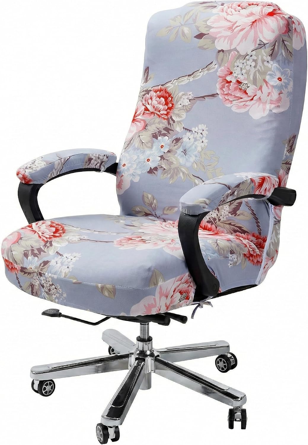 WOMACO Office Chair Covers, Stretch Computer Chair Cover with Armrest Covers, Universal Boss Chair Covers Modern Simplism Style High Back Chair Slipcover (Black, Large)