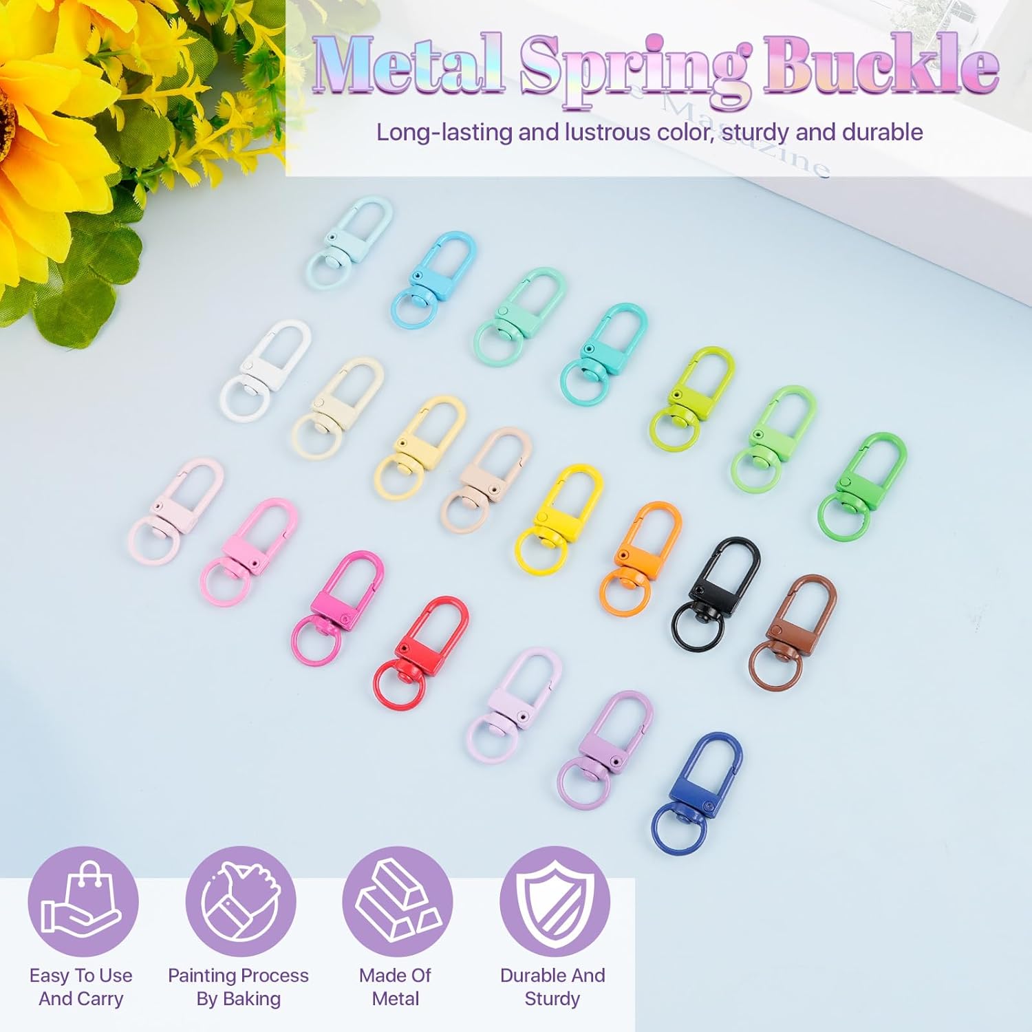 300 Pcs Colorful Lobster Claw Clasps, 360° Swivel Keychain Clasp, Metal Lanyard Keychain Clips, Swivel Snap Hooks, Small Key Chain Hooks for Key Chain Connector Jewelry Bags Crafts Lanyard - Image 5