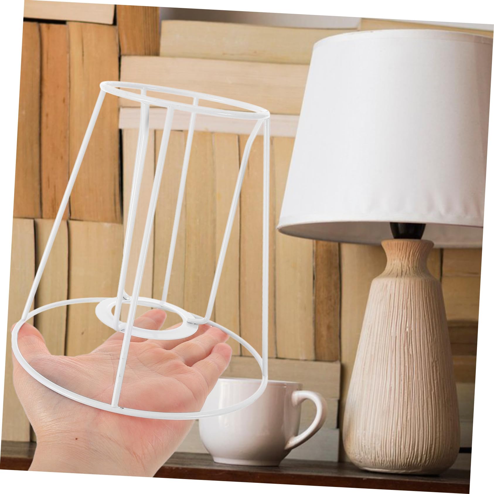 Marco Metálico Para Pantalla De Lámpara DIY - Estructura De 15x15x15 Cm, Color Blanco, Ideal Para Lámparas De Mesa O Colgantes, Fácil De Instalar