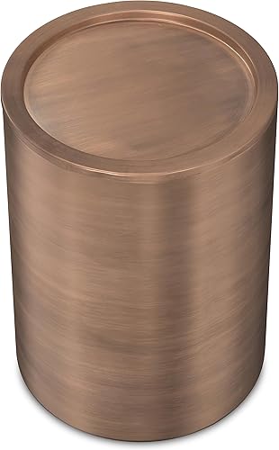 Miniatura 22 de SIMPLIHOME Corbin - Mesa auxiliar de metal de 16 pulgadas de ancho en oro antiguo martillado, mesa auxiliar redonda con diseño de tambor para sala