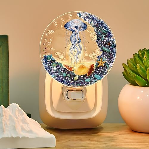 Miniatura 4 de Hortsun Luz nocturna de conchas marinas para enchufar, luz nocturna decorativa con diseño de animales marinos, luz nocturna de playa, lámparas de