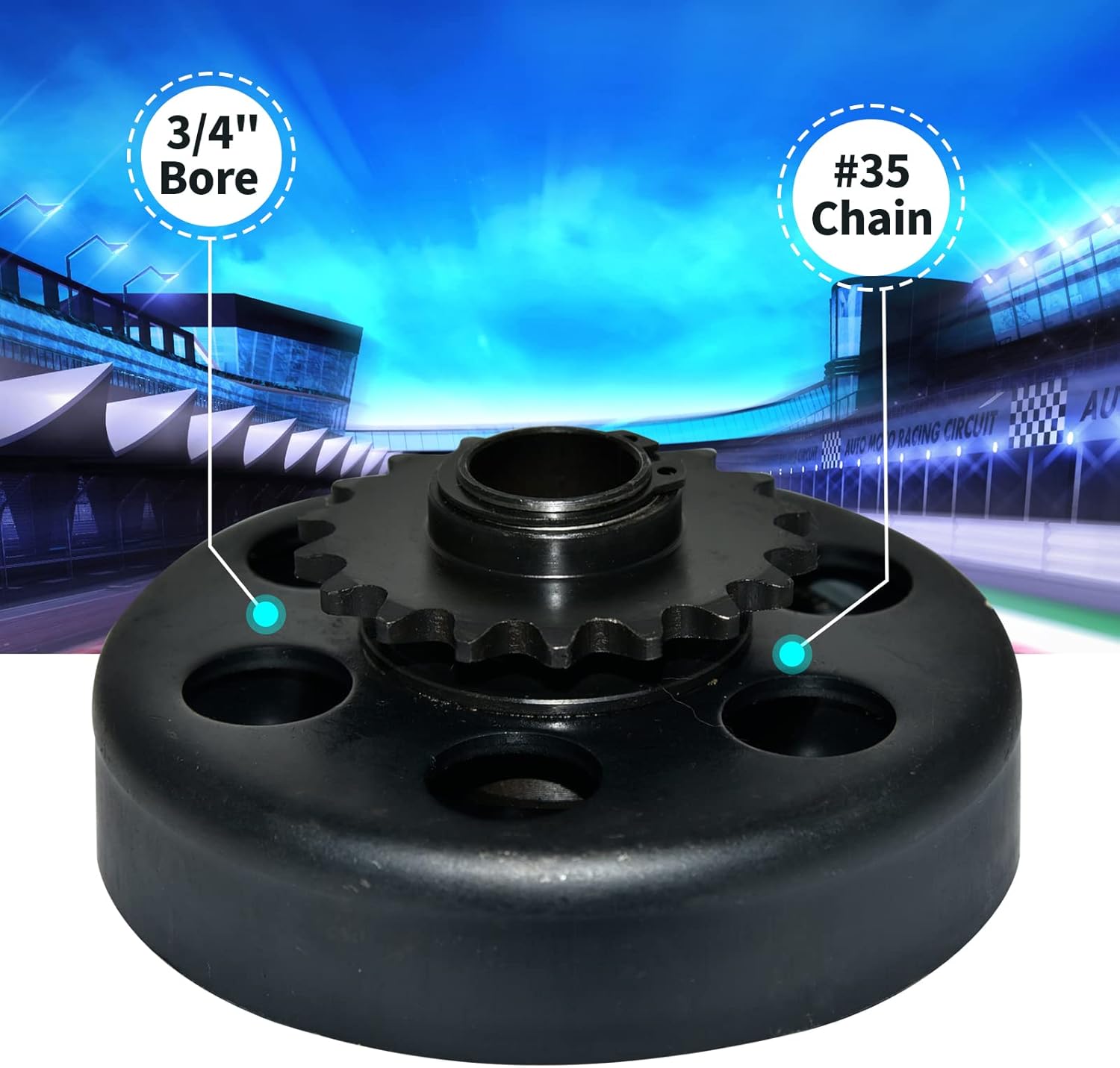 Go Kart Centrifugal Clutch 18 Tooth 3/4" Bore #35 Chain Compatible with Mini Bike and Go Kart Racing