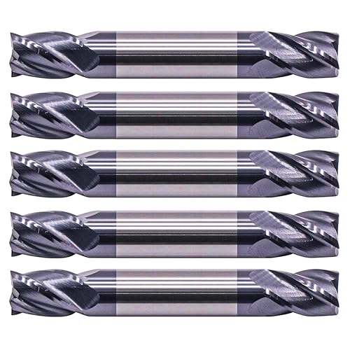 Vista 43 de BestParts 5 fresas de extremo cuadrado de carburo sólido de 1/4 pulgadas, doble extremo, revestimiento AlTiN, 4 flautas, hélice de 35 grados
