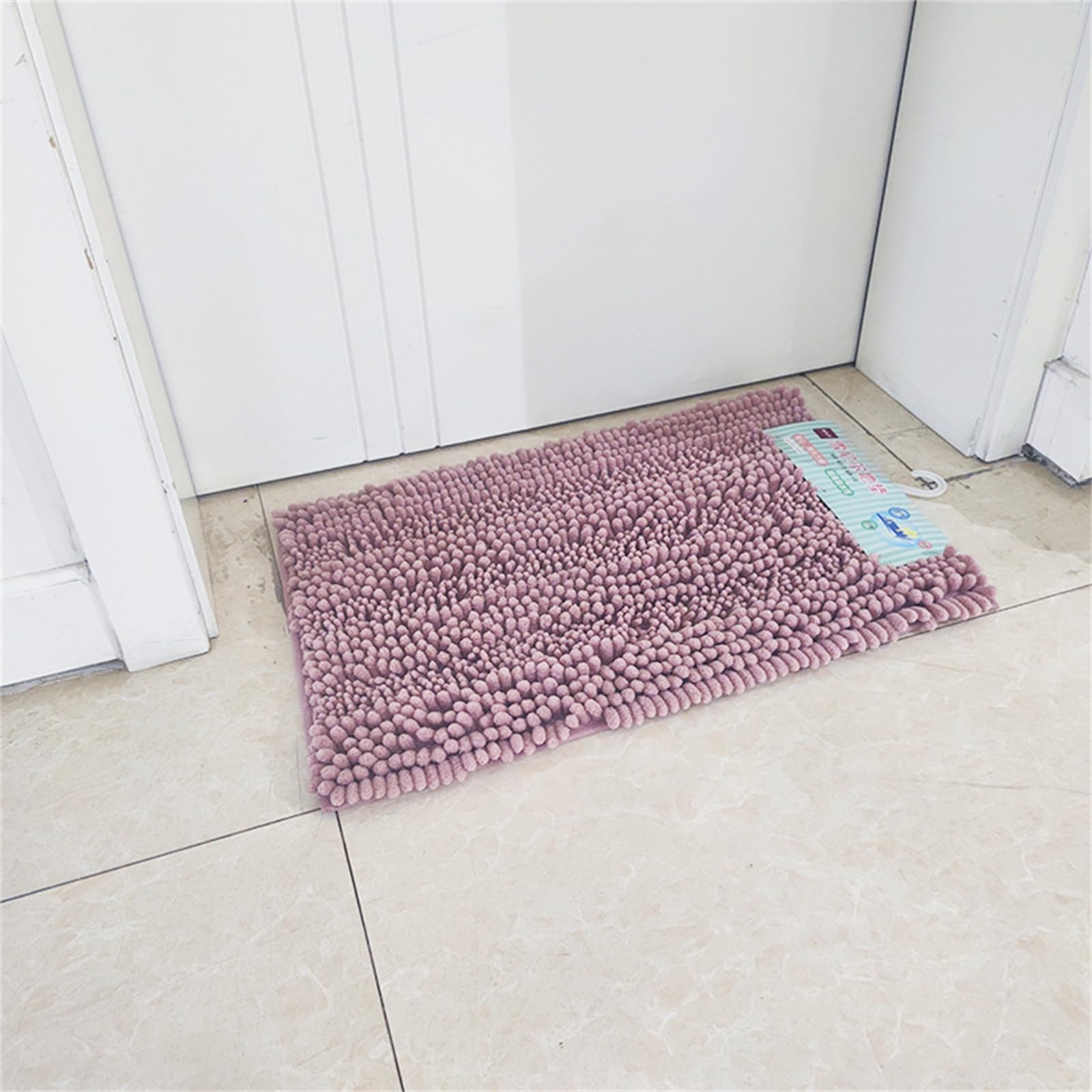 Tapis de salle de bain en chenille rose, accessoire déco haut de gamme