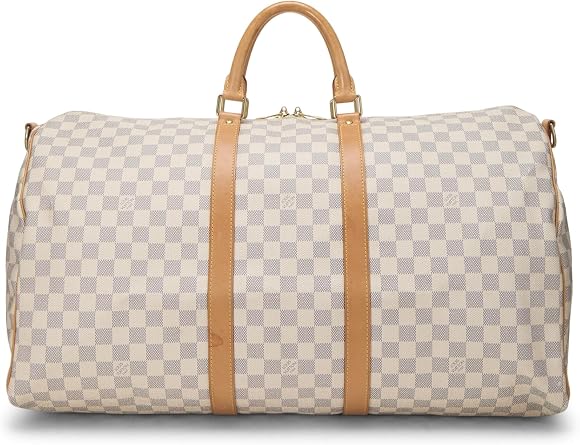 Pre-Loved Damier Azur Keepall Bandouliere 55, White