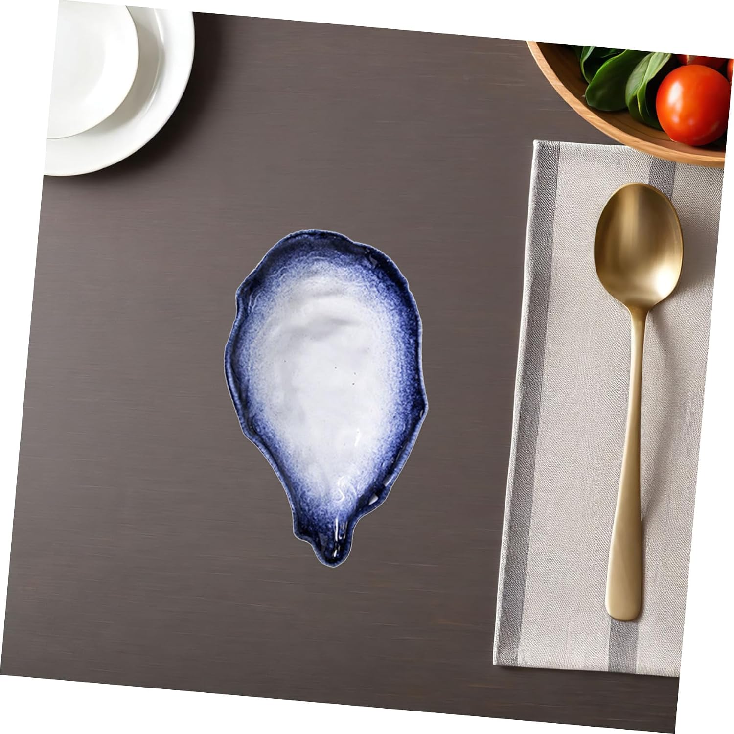 VALICLUD Irregular Shell Shape Oyster Shell Plate 7.5 Inch Snow Blue Porcelain Food Serving Tray Multifunctional Dessert and Salad Dish for Home and Seafood Presentation