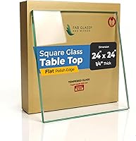 Vista 18 de Parte superior de mesa de vidrio templado transparente de 12 pulgadas cuadrada de borde plano con 0,63 cm de grosor para mesas de comedor, de café