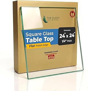 Clear 24 Inch Square Tempered Glass Table Top