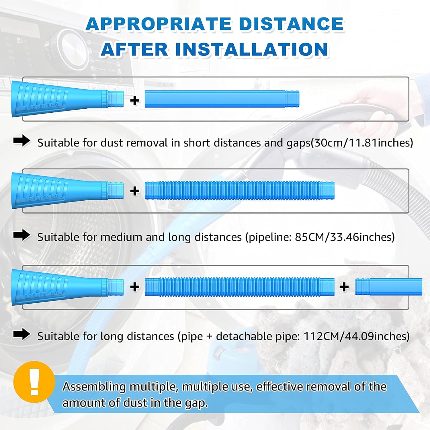 Dryer Lint Vacuum Attachment Lint Remover for Dryer Vent Cleaner Kit Dryer Vent Hose Brush Lint Trap for Deep Cleaning Fire Prevention Blue : Appliances