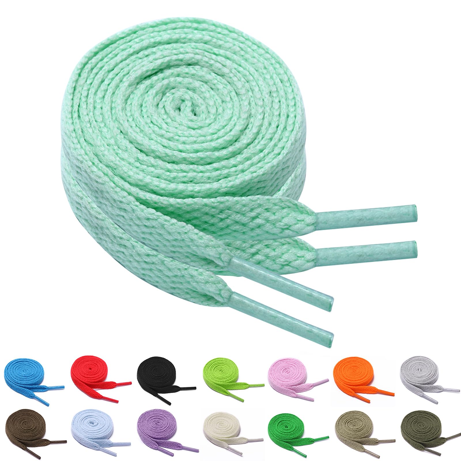 FADTOP 2 Pairs Flat Shoelaces for Athletic Running Sneakers Casual Shoes Unisex Colorful Shoe Laces Polyester