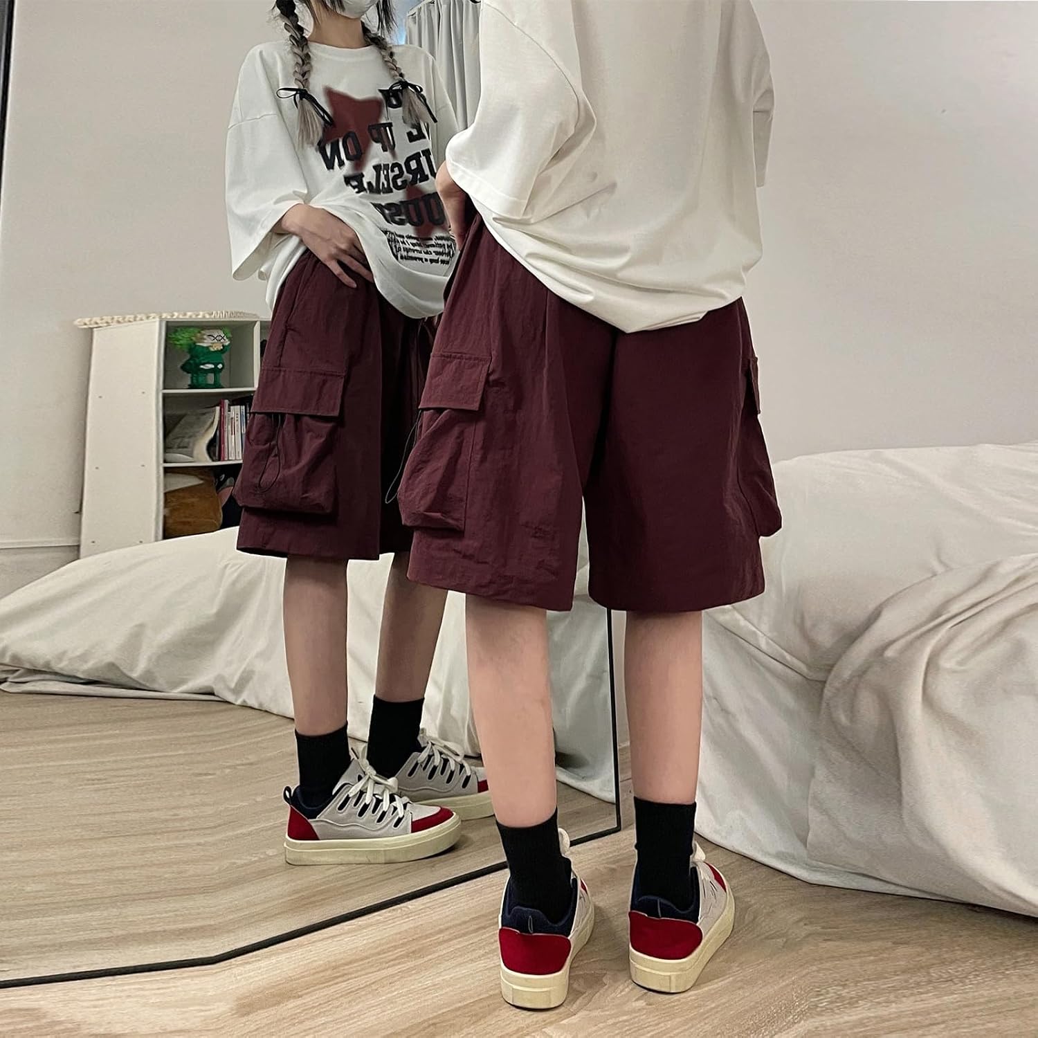 Cargo Shorts Women Y2K Baggy Knee Length Athletic with Pockets Hiking Waterproof Black Pants Men Summer Outfits