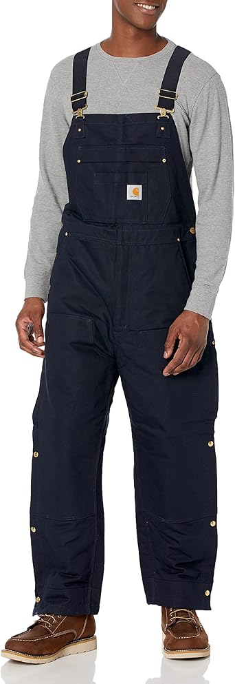 Carhartt mens Loose Fit Firm Duck Insulated Bib Overall, Dark Navy