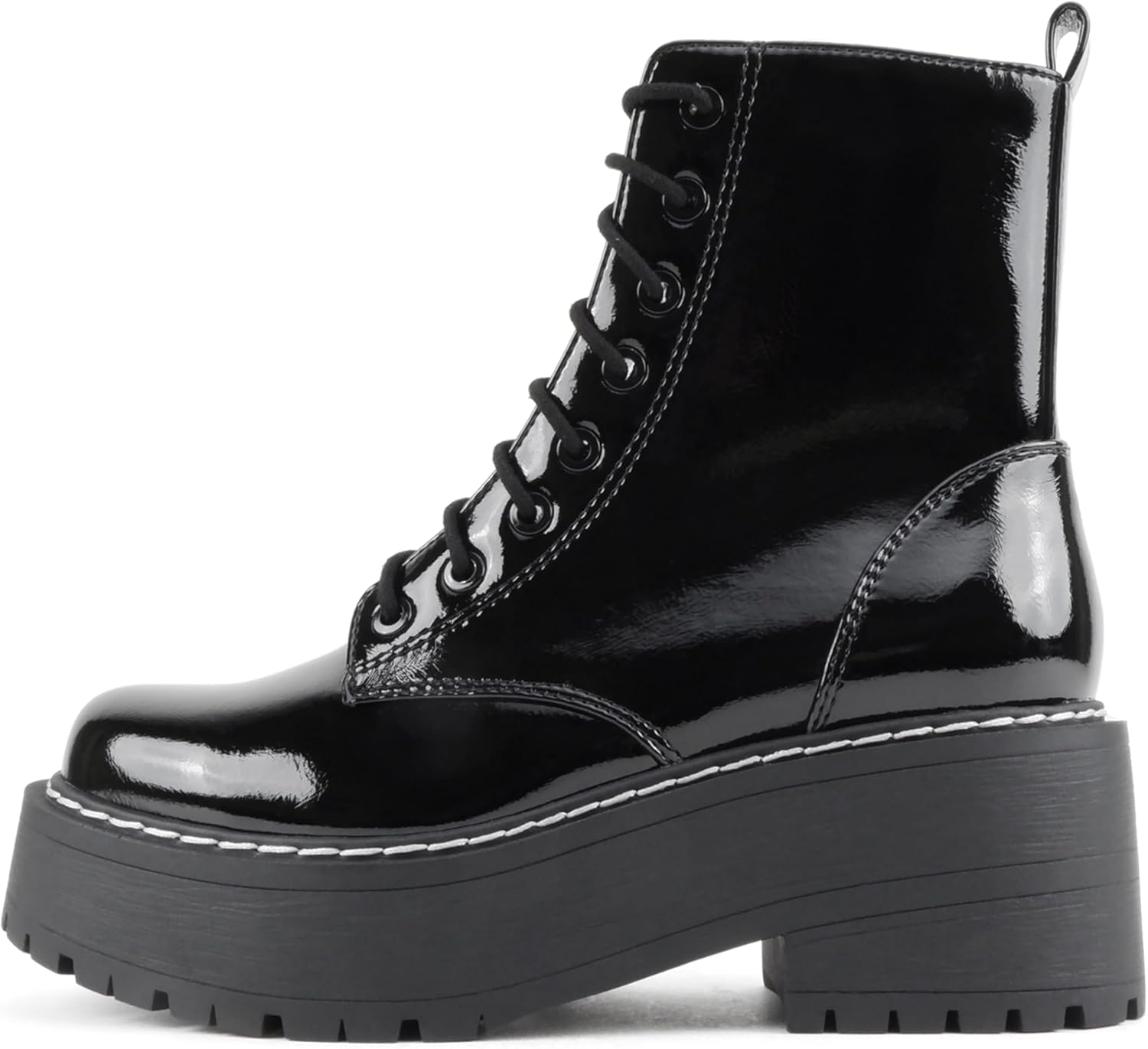 Soda FLING Women Chunky Lug Sole Lace up Fashion Combat Ankle Boot w/Side Zipper