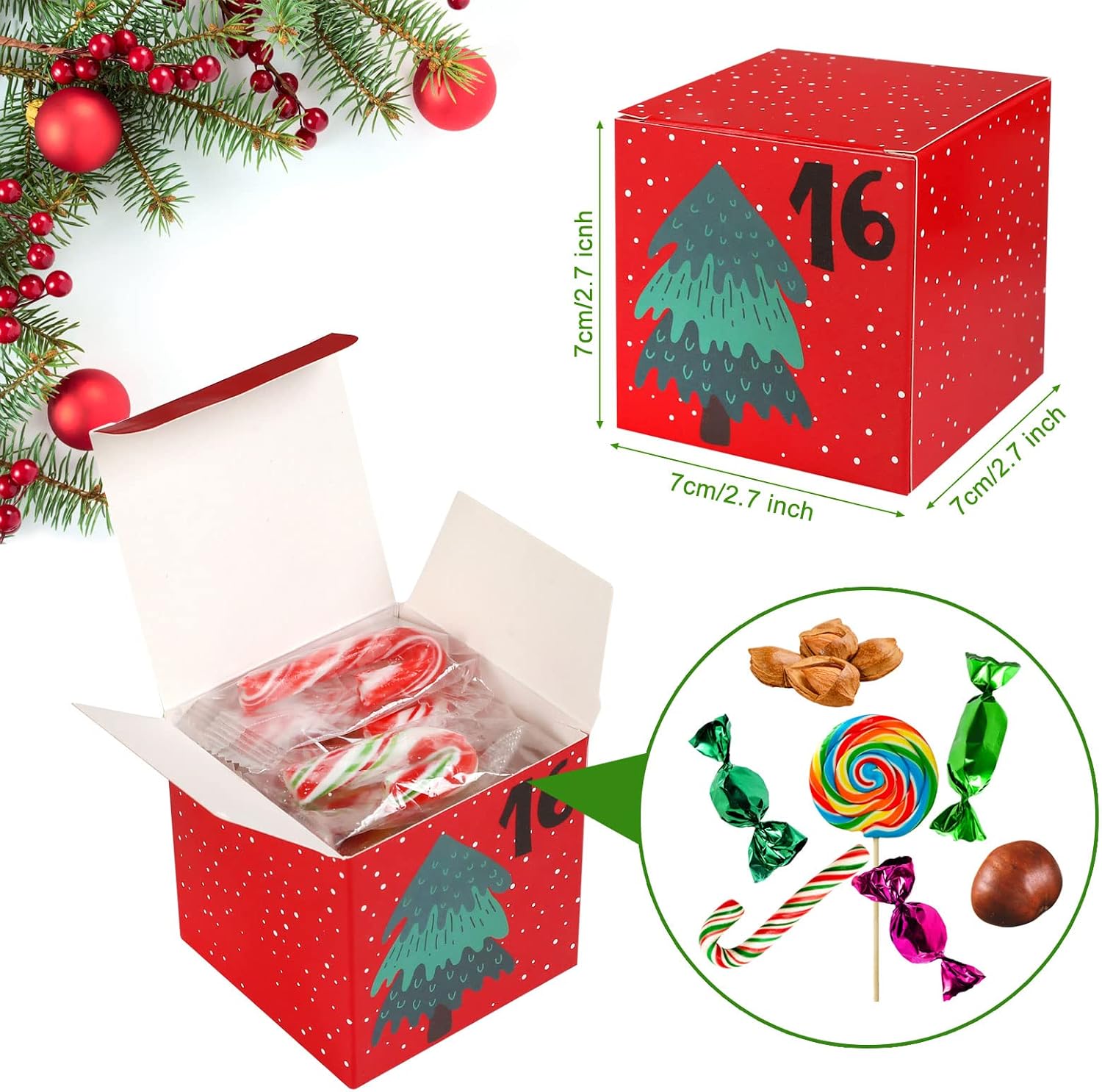 Naler Christmas Advent Calendar 2025 24 PCS Gift Boxes, Countdown to Christmas Empty Gift Boxes to Fill for Xmas Party Favor Holiday Decorations