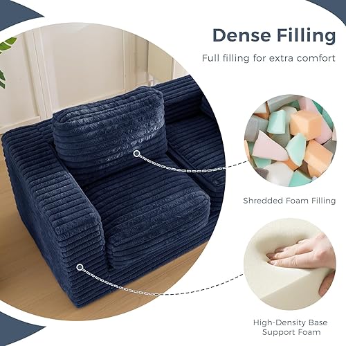 Miniatura 116 de MAXYOYO Puf gigante para adultos, sofá tapizado de suelo con almohadas y reposabrazos, puf grande de felpa, sofá para dormitorio, sala de estar,