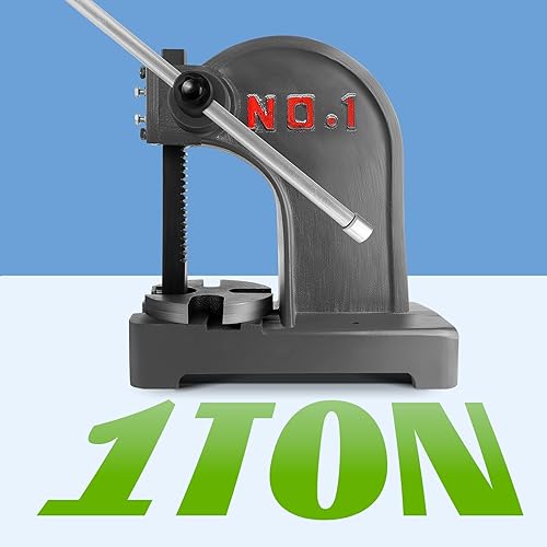 Miniatura 3 de Vohala Prensa de cenador de metal, máquina de prensa manual de hierro fundido de 1 tonelada para remachar (1 tonelada)