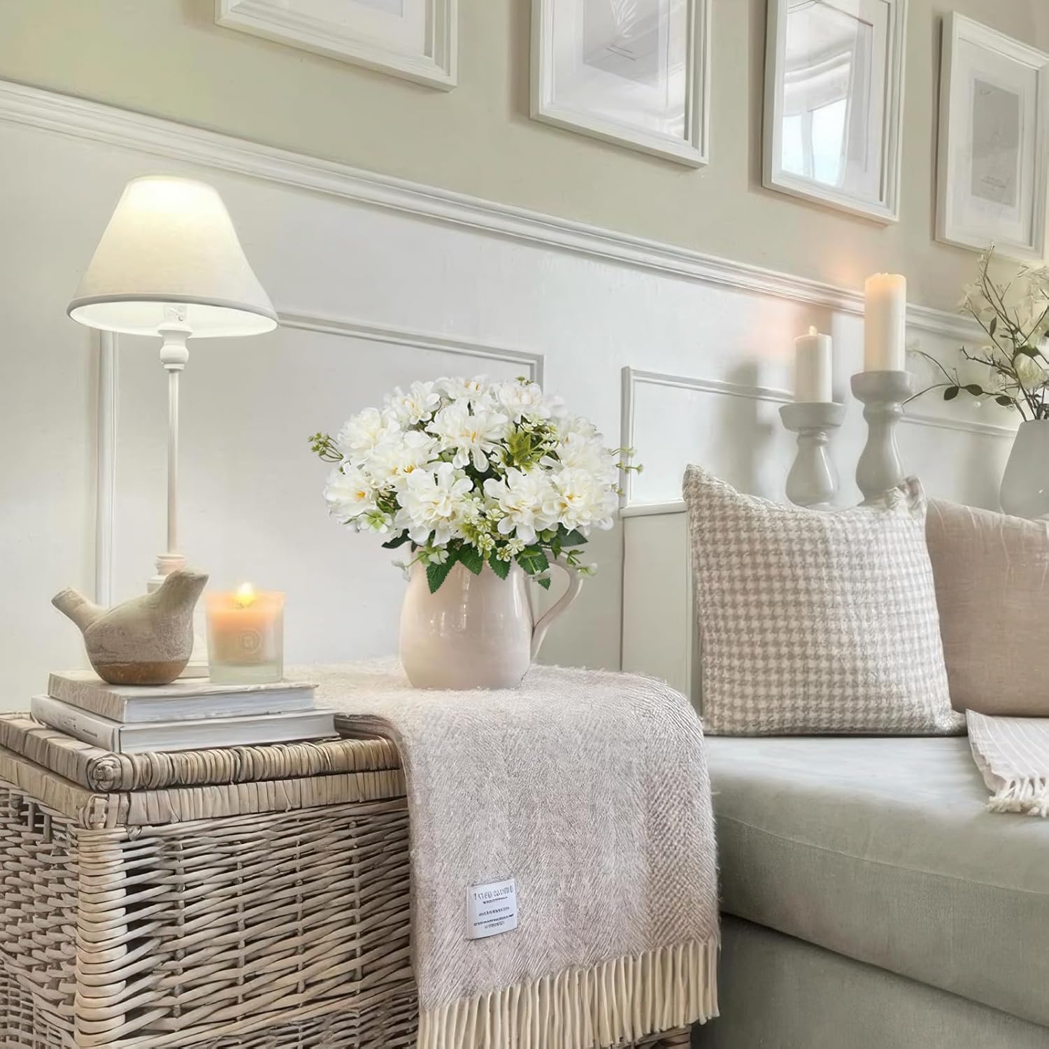 3 Pcs Artificial Flowers for Outdoors White Faux Geraniums Bush UV Resistant Artificial Topiary Potted Silk Flowers Outdoor for Planters Hanging Basket Window Front Porch Garden Patio Decor - Image 3