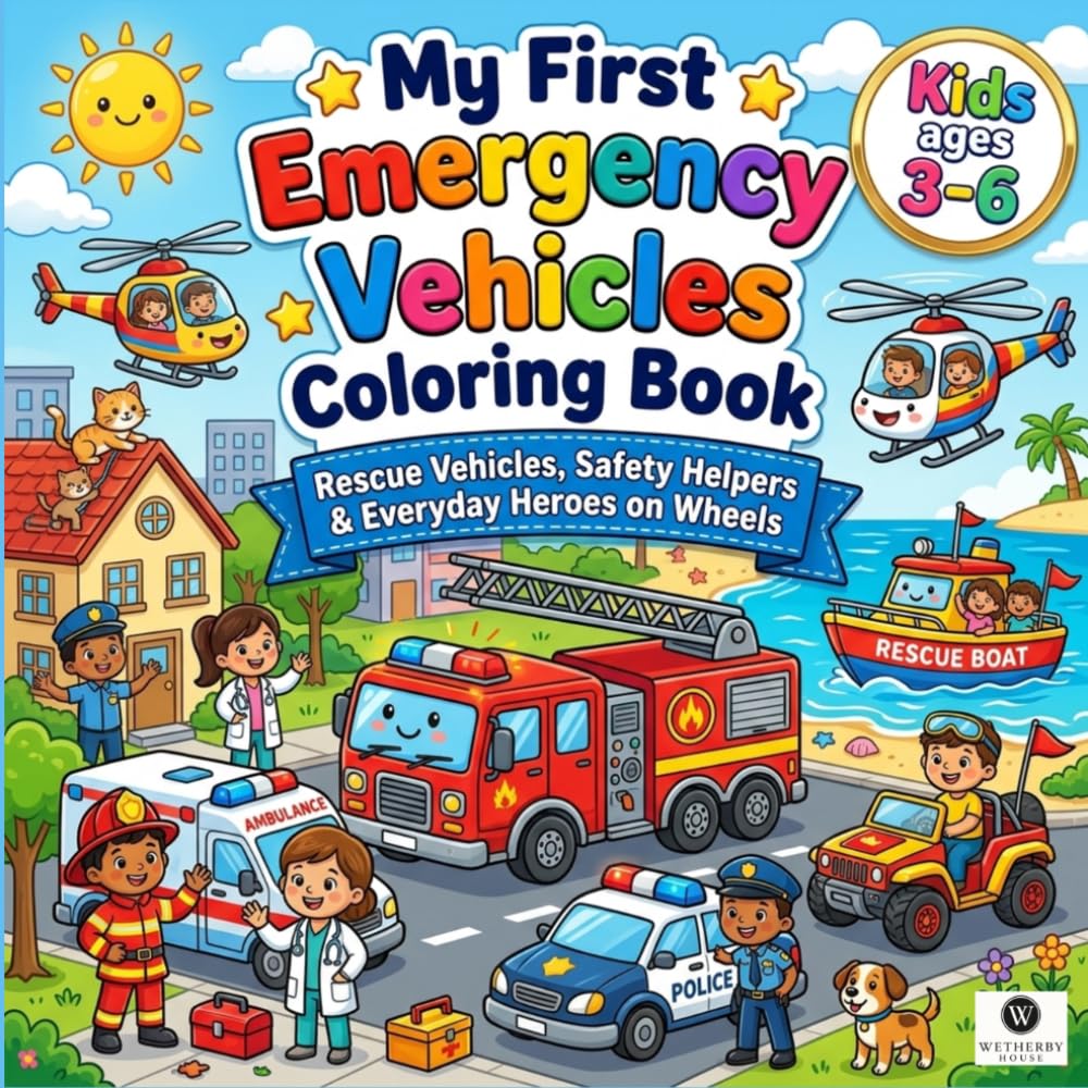 My First Emergency Vehicles Coloring Book: A Fun Rescue Trucks Siren and Safety Activity Book for Kids