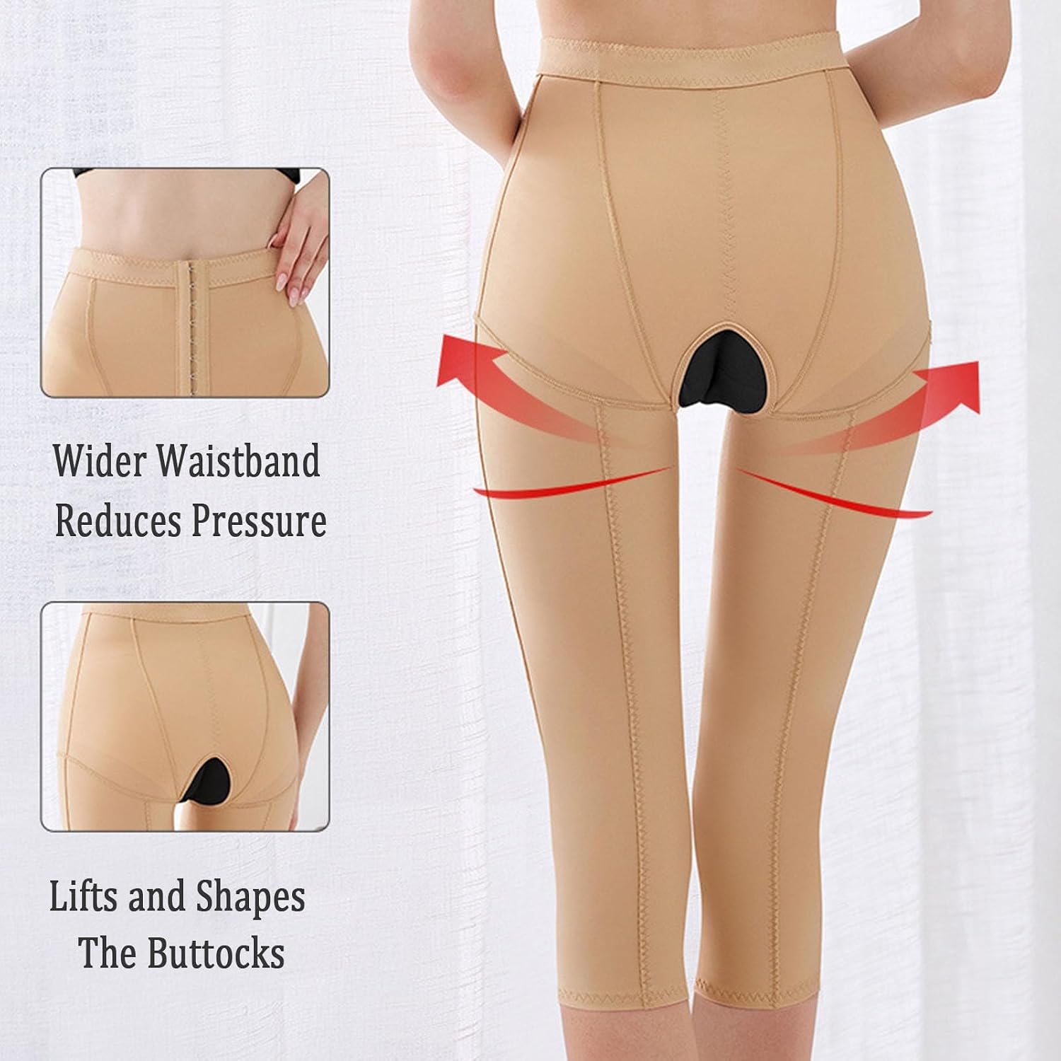 Thigh Shaper Pants for Women After Liposuction Compression Body Shaper Open-Crocth Hip Lifter Leggings