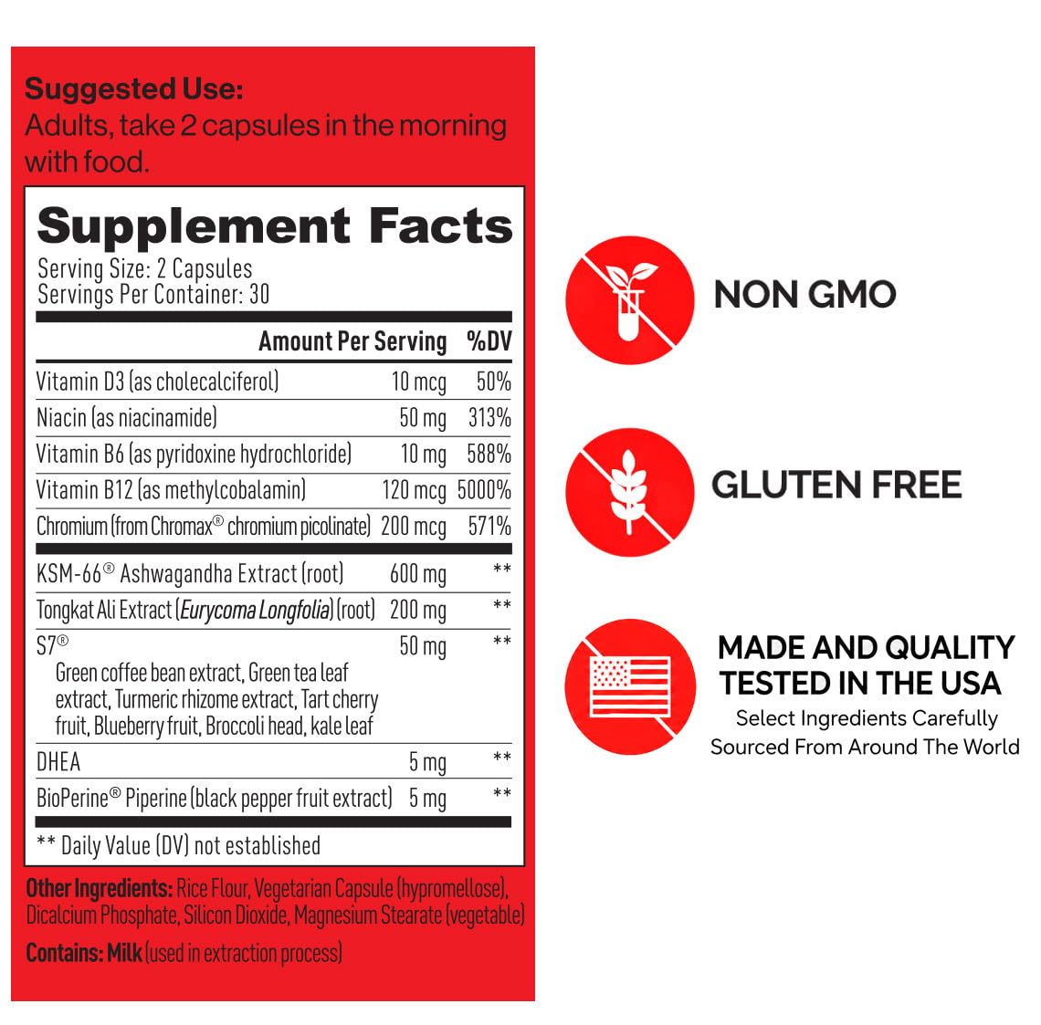 M Drive Prime Men's T‑Support Energy, Focus & Lean Muscle, 60ct — Amazon image 4
