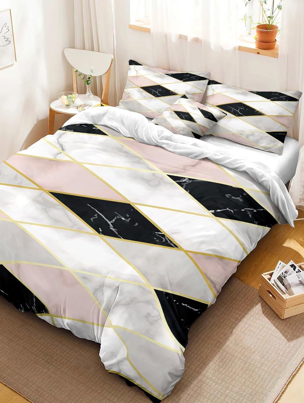 Housse de couette 220x240 cm avec motifs géométriques pour lit ado
