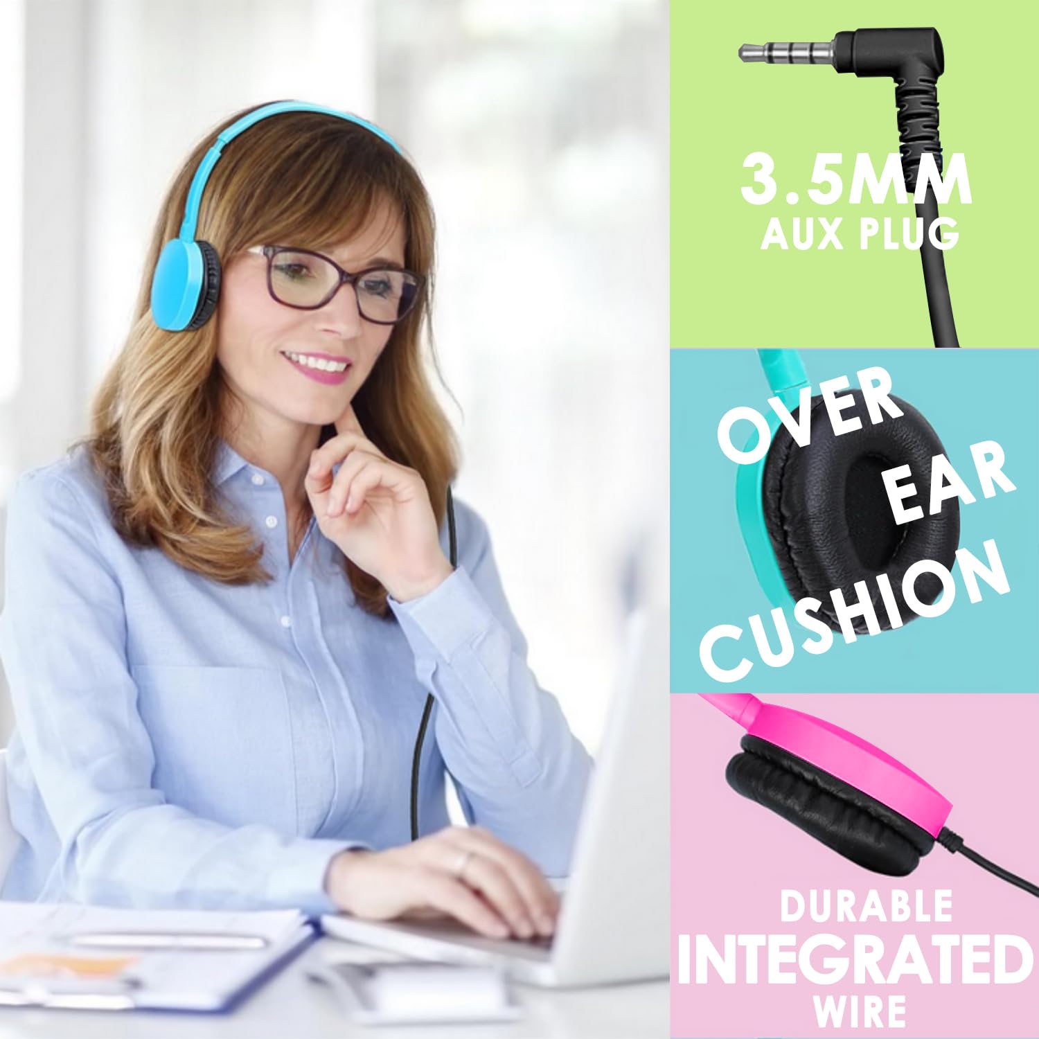 100 Pack Bulk Headphones for Kids School Classroom - Dettaglio
