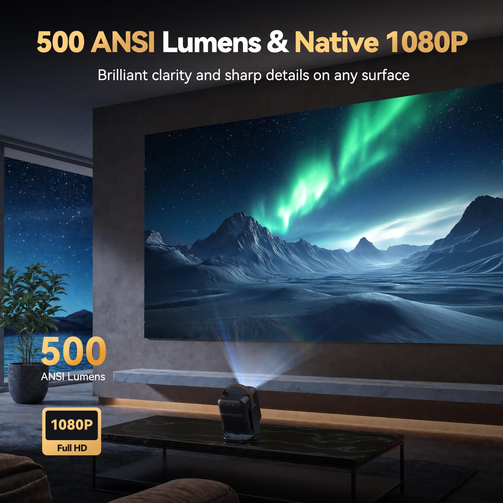Wanbo Togo Pro Vidéoprojecteur Portable avec Batterie, 3,5 h d’Autonomie, Google TV, 500 ANSI, Full HD 1080P, WiFi Bluetooth, Auto Focus & Keystone, Rotation 360°, Home Cinéma & Camping