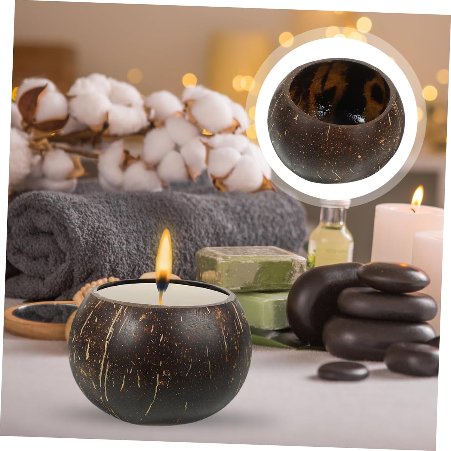 Coconut Shell Candle Holder Candle Wax Cup Scented Soy Wax Container for Parties