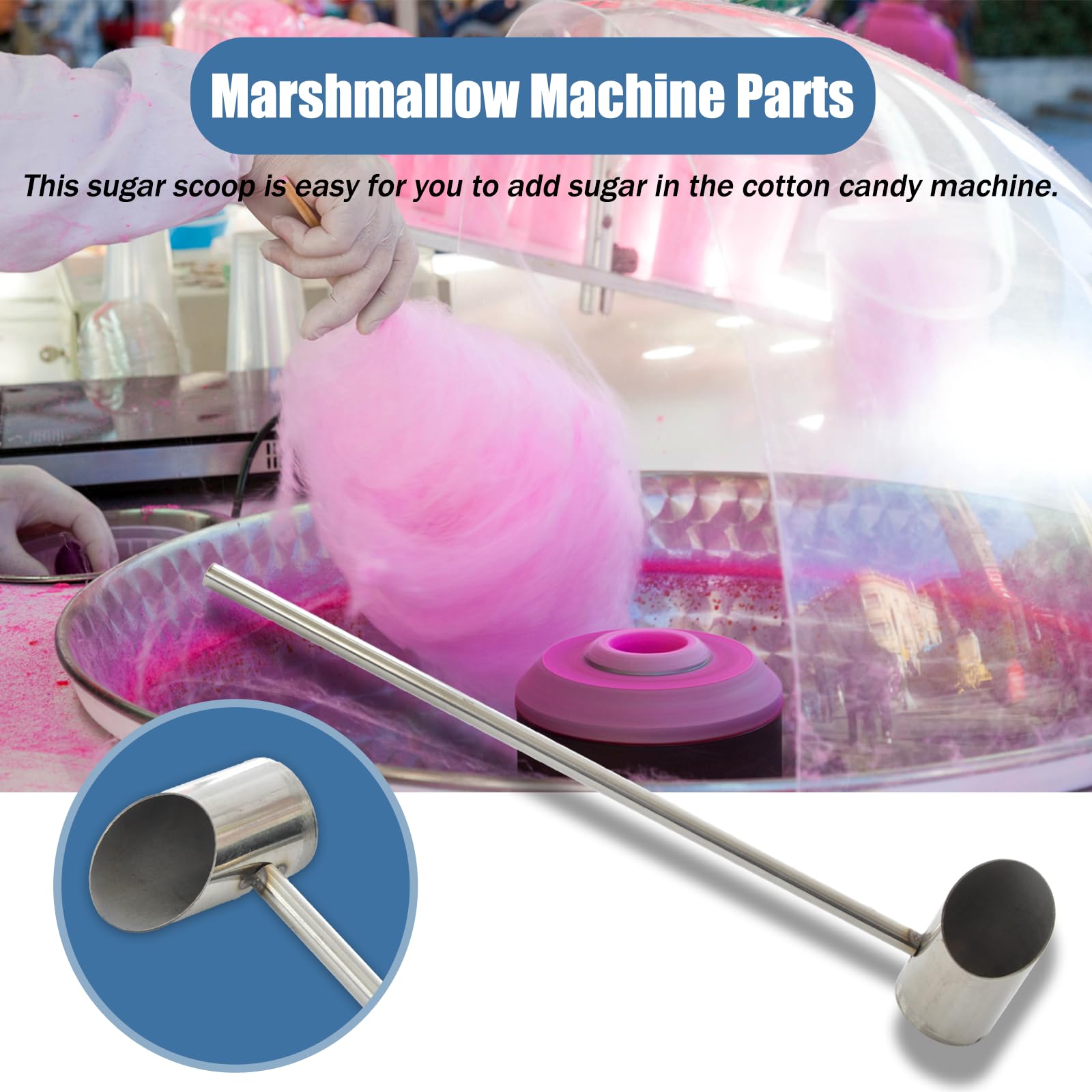 Cotton Candy Scoop - Long Handle Stainless Steel -7
