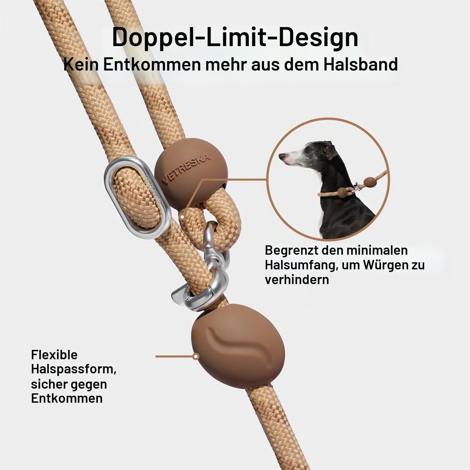 VETRESKA Händefreie Hundeleine, 2,4m, verstellbare Seilleine für mittelgroße und große Hunde, Taille/Crossbody-Leine, zum Spazierengehen, kein Ziehen, mit Beutelspender, Clip, 3-in-1-Walk-Kit (Kaffee)