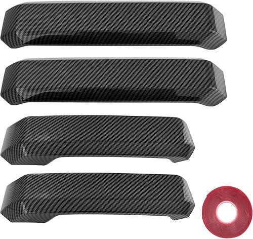 Miniatura 7 de Para F150 Cubierta de manija de puerta interior Accesorio de decoración de fibra de carbono negro para Ford F150 2015 2016 2017 2018 2019 2020 (4