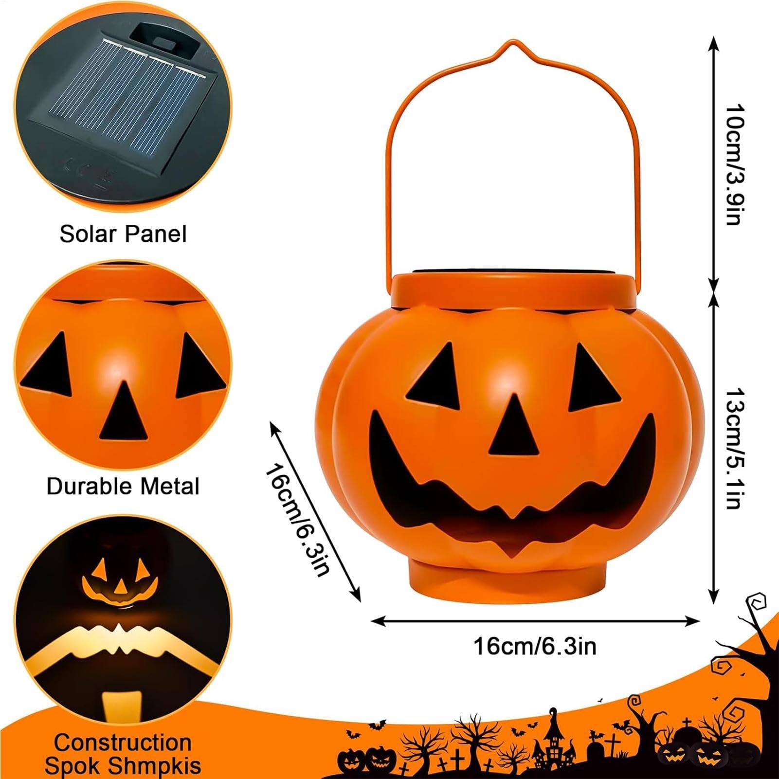 Dekorative Solar Außen Kürbislaternen Wasserdichte, gruselige, tragbare | Halloween-Dekoration Solar-Laternen Für Herbstlichen Garten Hof Patio Terrasse Innenhof Gartenweg Tisch Wand