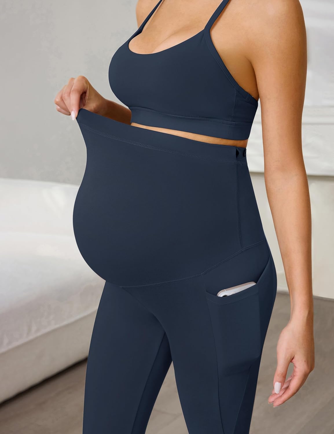 Buttergene 1 Pack Women's Maternity Leggings with Pockets Over The Belly Pregnancy Active Wear Workout Yoga Tights Pants - Image 6