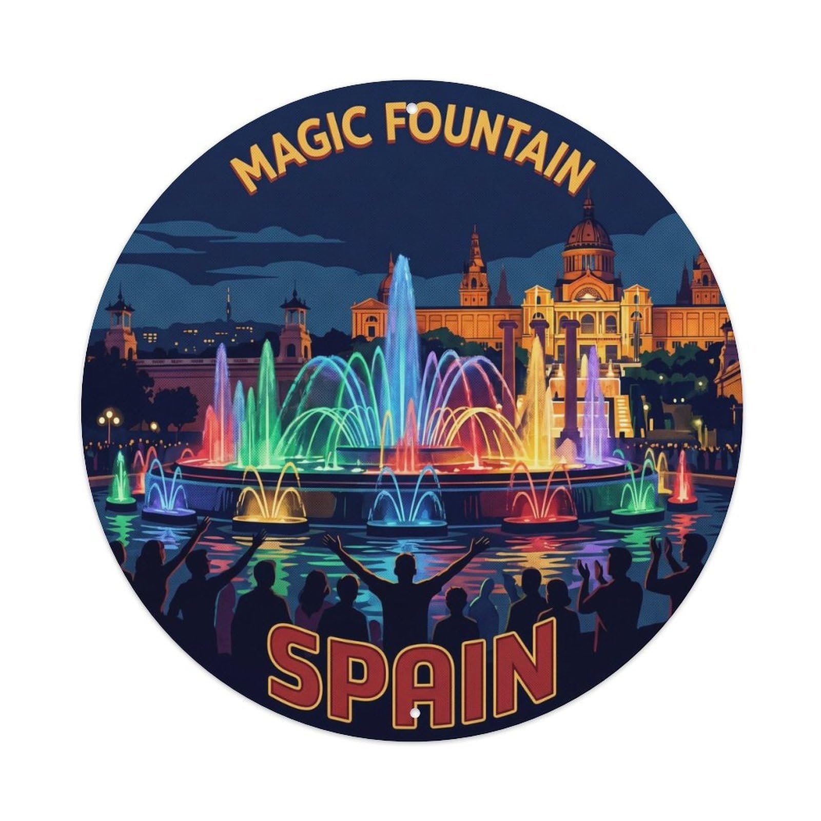 Barcelona Magic Fountain Spain Cultural Travel Metal Tin Sign