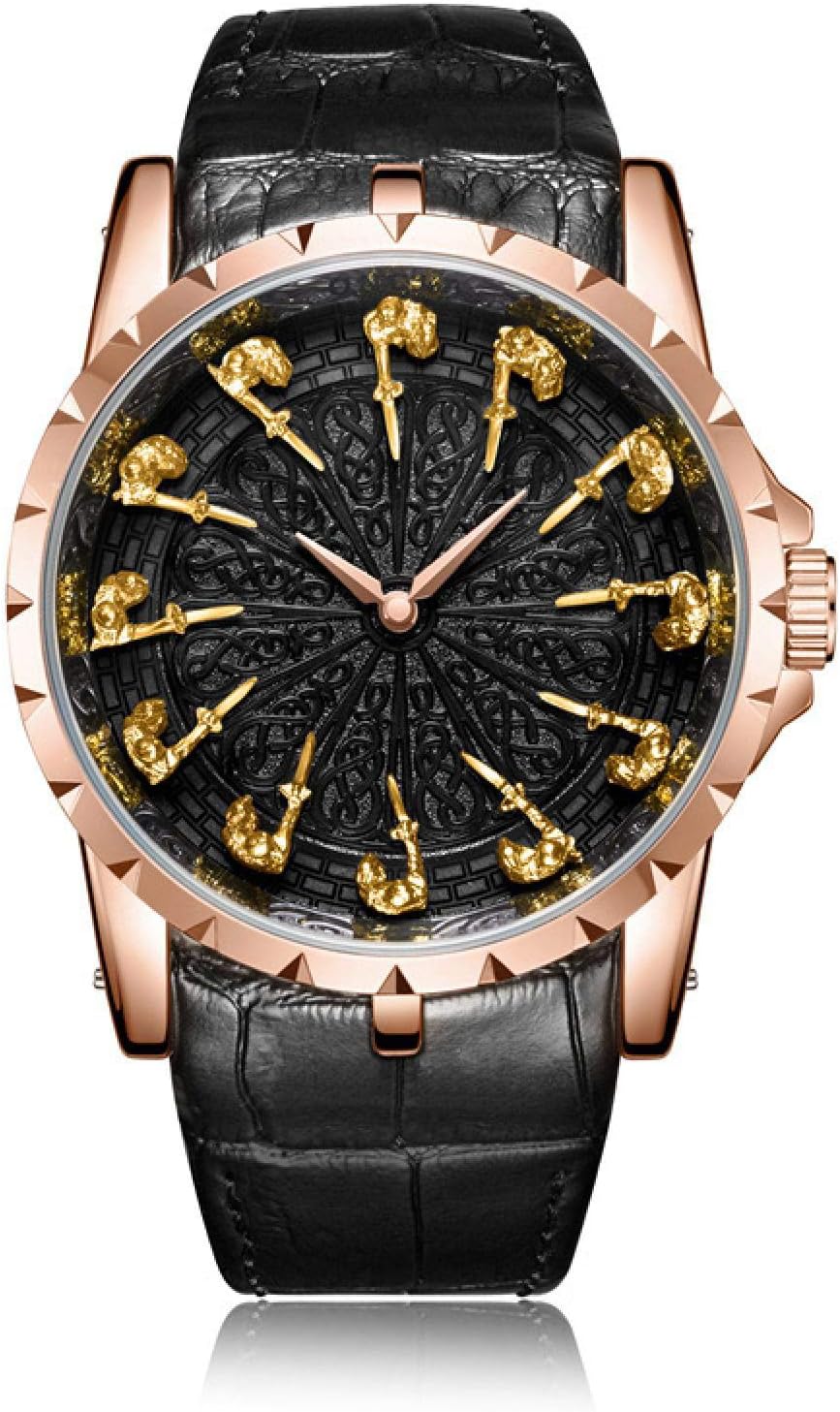 Onola Brand Unique Quartz Watch Man 2021 Luxury Rose Gold Leather Wristwatch Fashion Cusual Waterproof Vintage Relogio Masculino Dial Diameter：45.5mm ON3809rose-gold