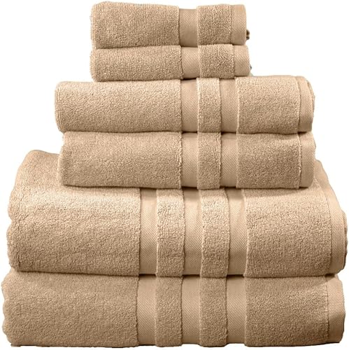 Veteran Textile LLC - 6 piezas, 100% algodón turco, juego de toallas de lujo para baño y cocina, 2 toallas de baño, 2 toallas de mano y 2 paños