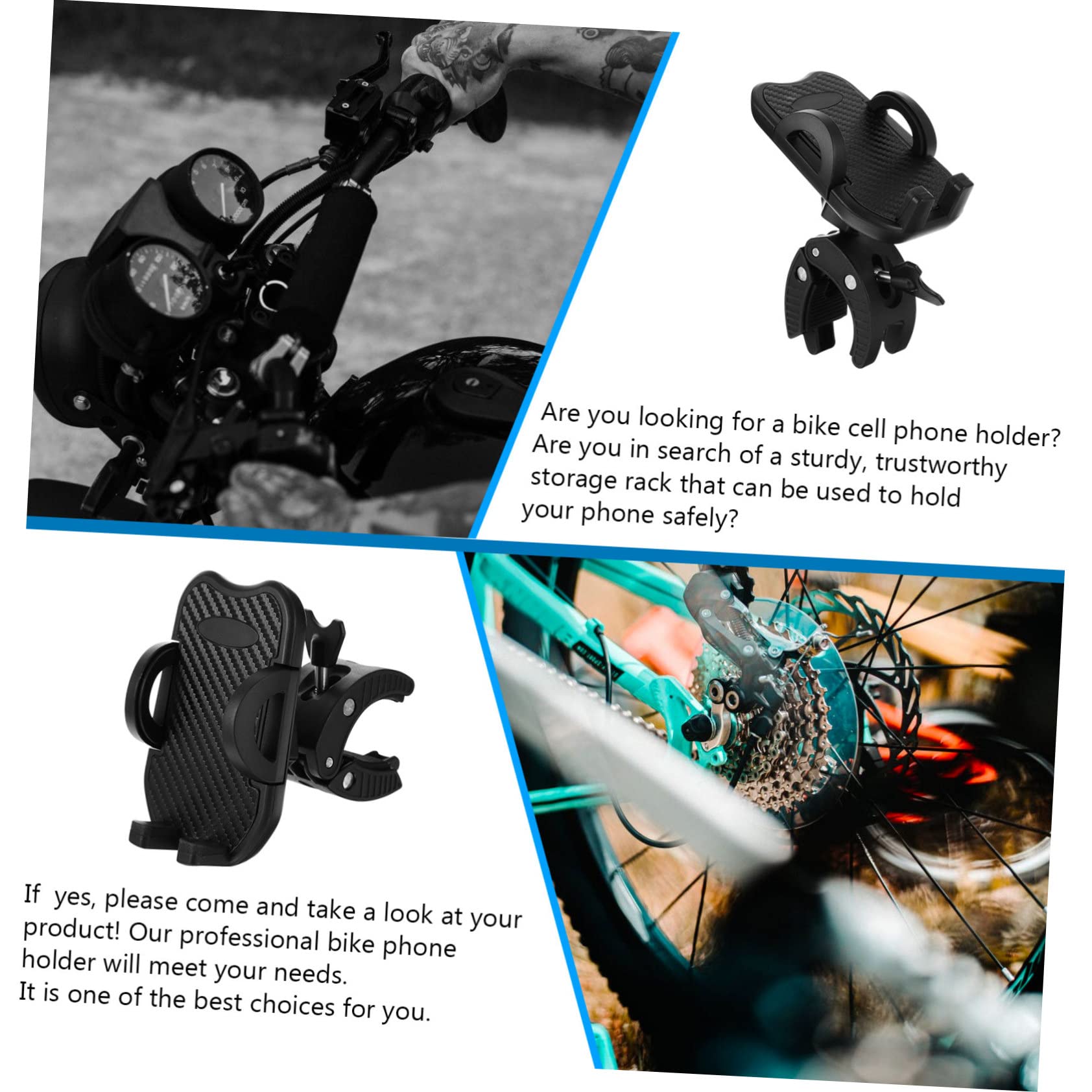 Supporto Cellulare per Moto Morsetto per Tubo Rotondo Nero