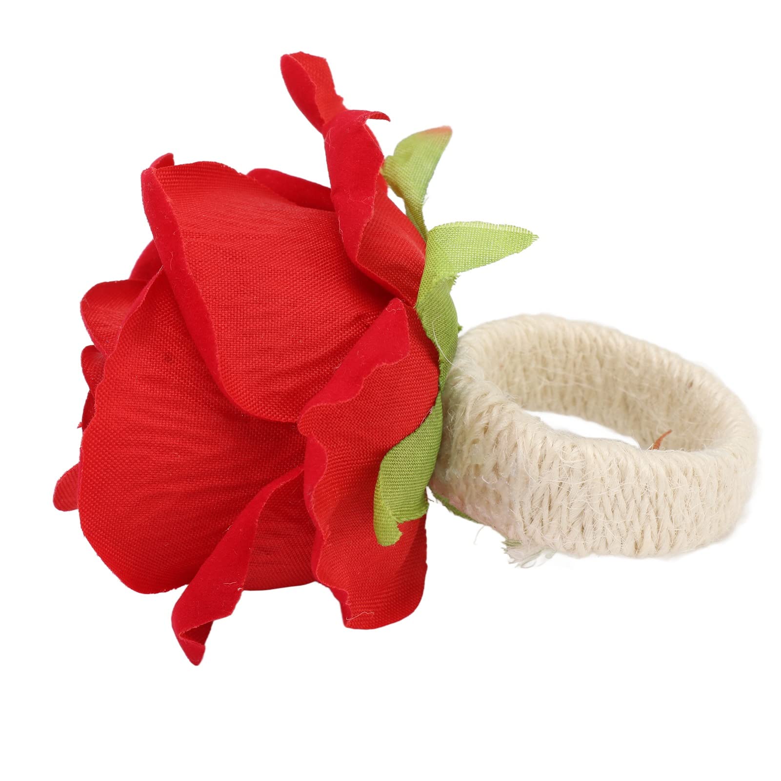 SIXRUN Portatovagliolo con Rosa Portatovagliolo con Fiore in Plastica 4 Pezzi Design a Vite 30 Mm di Diametro Interno Accessori per la Tavola Riutilizzabili per Matrimoni Natale Capodanno (rosso)