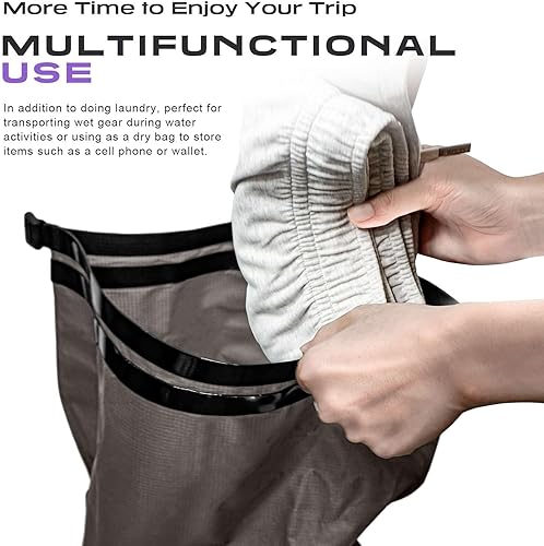 Miniatura 7 de ETROL Bolsa de lavado portátil, lavadora manual ligera para viajes, camping, lavandería, ropa de bebé, no eléctrica, con salida de agua inferior y