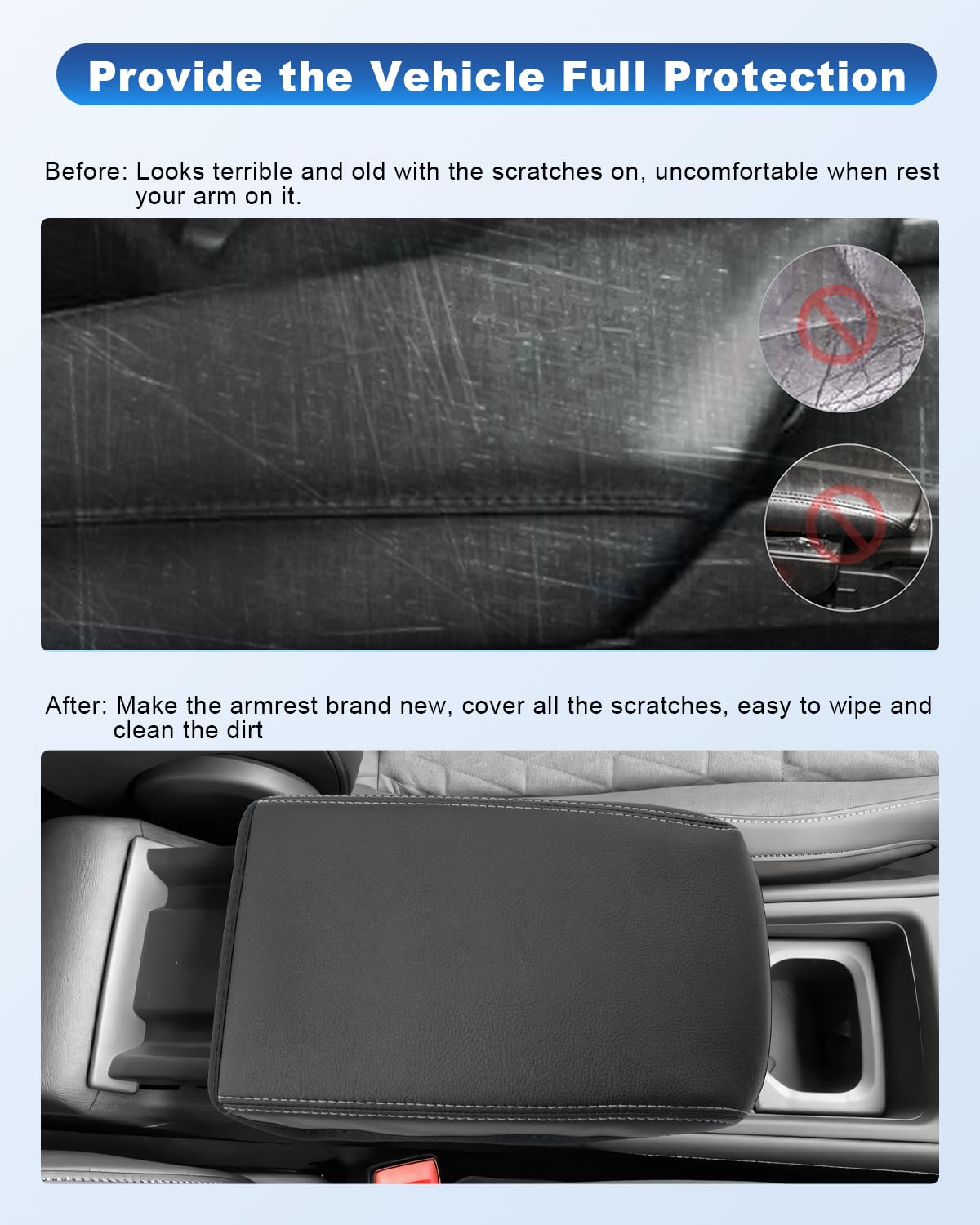 JINFOLI Armlehnenabdeckung Für VW Tiguan 2014-2016 - Mikrofaser-Leder Schwarz | Mittelkonsole Schutz