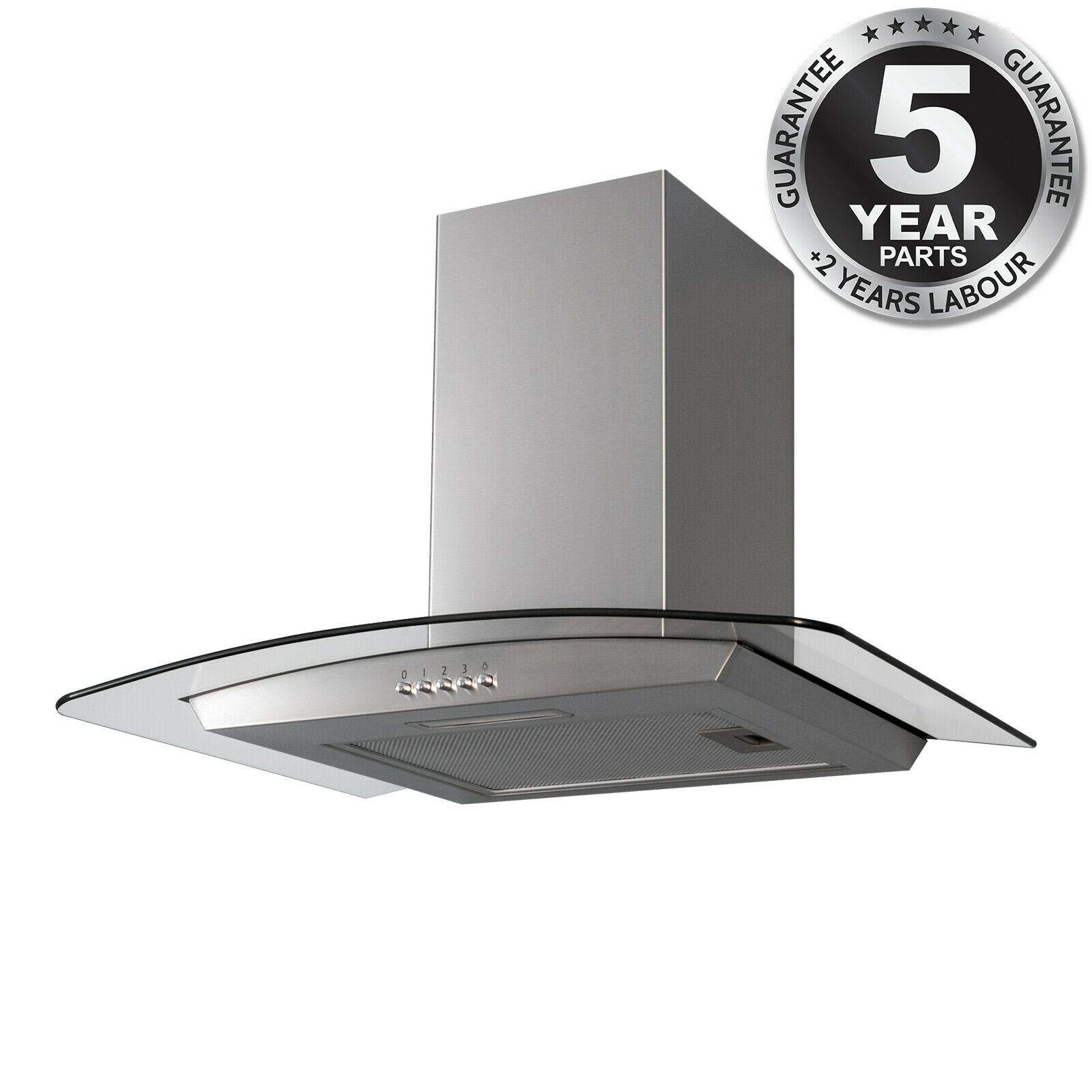 SIA CGH70SS 70cm Curved Glass Stainless Steel Chimney Cooker Hood Extractor Fan — view 8