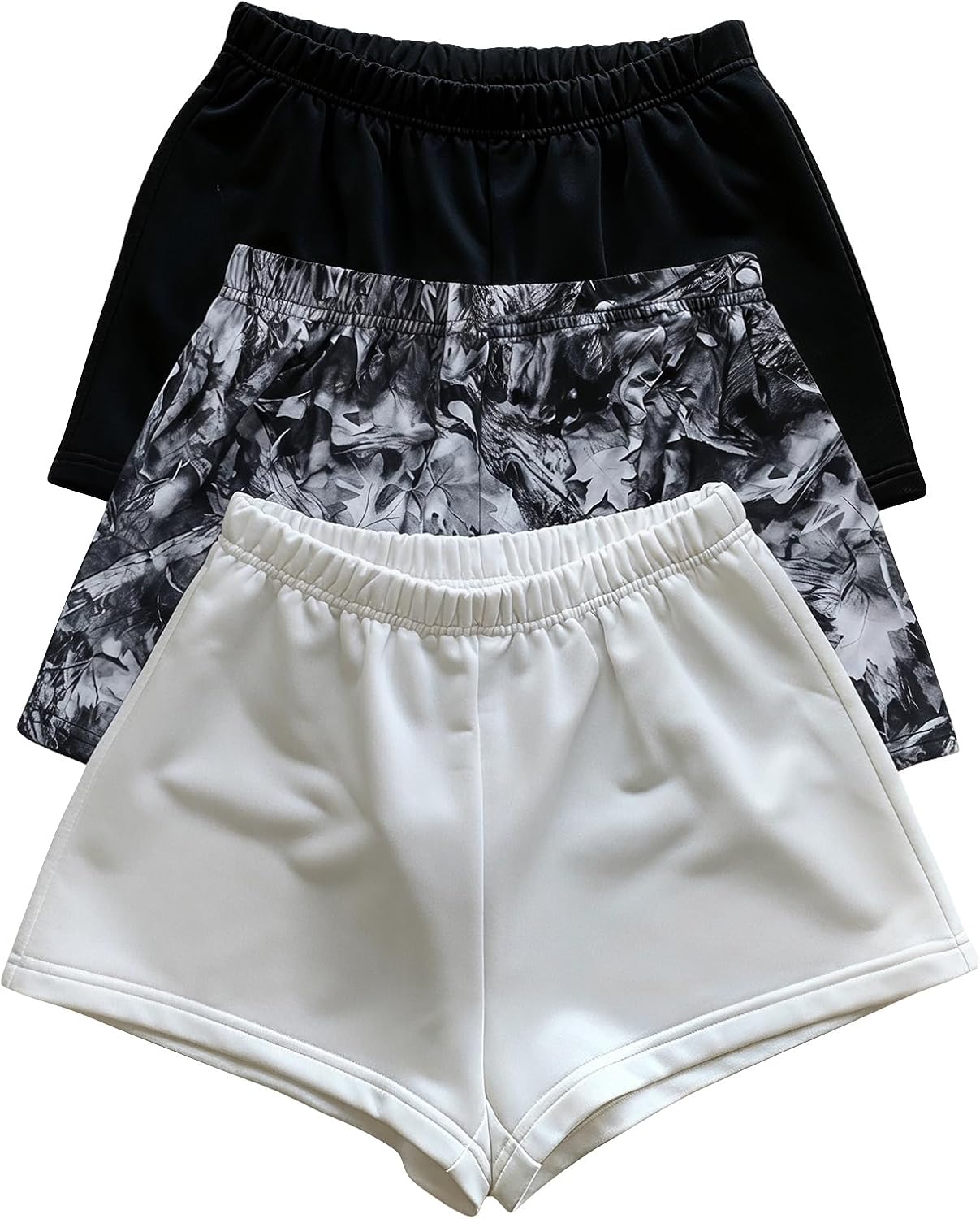 RoseSeek Girl's 3 Packs Camo Shorts Elastic Waist Mini Mid Rise Athletic Summer Shorts