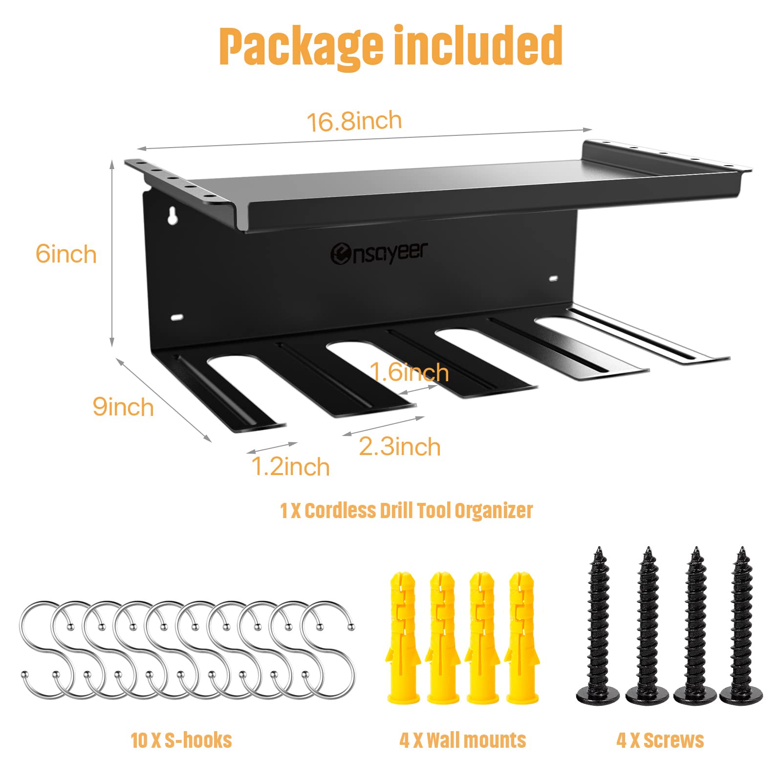 Organizador de herramientas eléctricas, almacenamiento de taladro inalámbrico, soporte de taladro para almacenamiento en pared, estante de estante de montaje en pared, estación de carga para