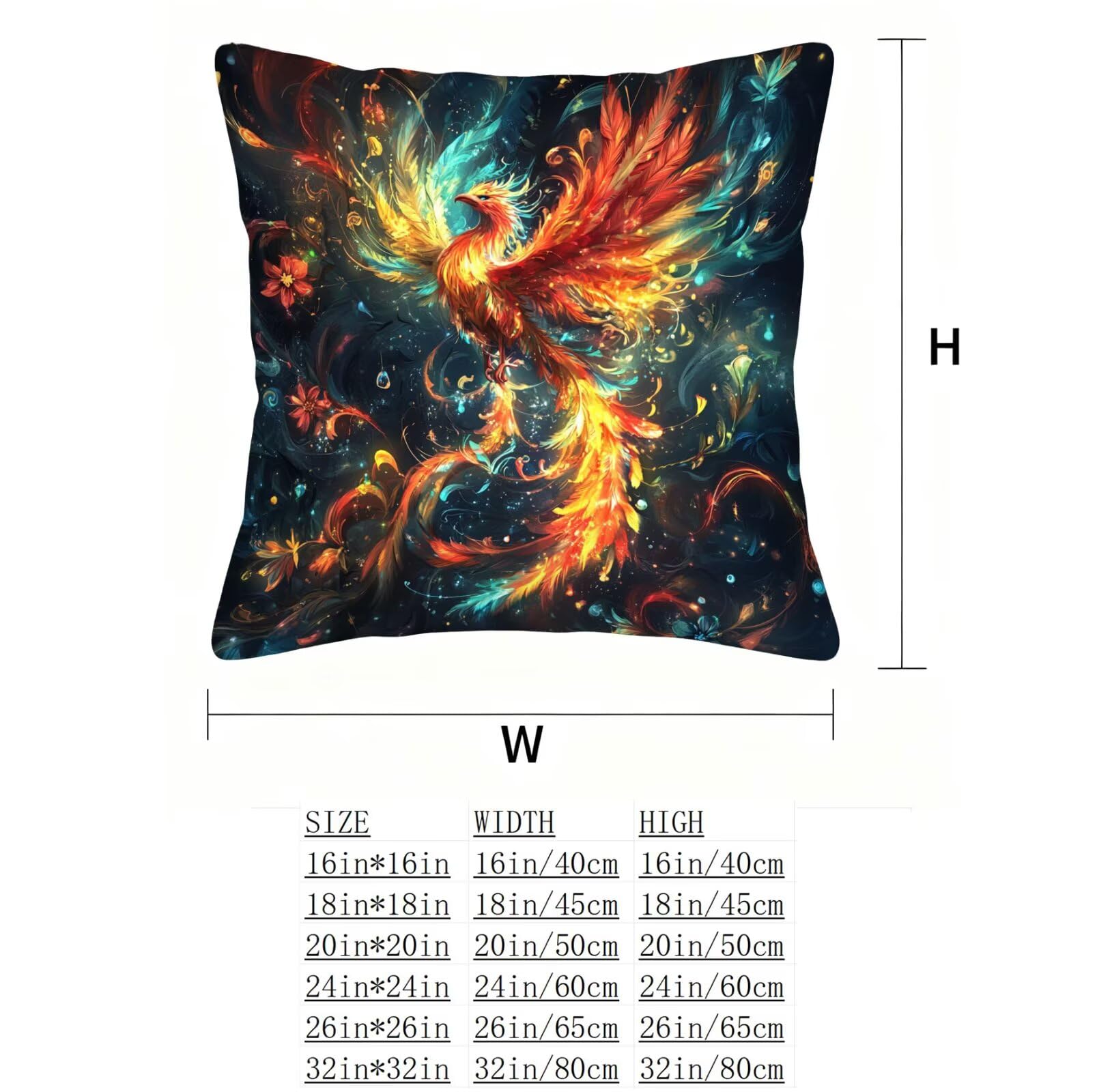 Vistoso Funda Cojin 60x60 FéNix Funda Almohada 60x60 Cojines Sofa Súper Suave Fundas Cojines Decorativos Fundas Almohadas 4 Piezas Cervicales y Cuello, para Hogar Sofa Cama Salon Decoracion E - 883