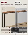 VASAGLE Console Table, Entryway Table, One Piece Top, Easy Assembly, for Hallway, Bedroom, Living Room, 1 Tier, 20 x 80 x 81.2 cm, Rustic Brown and Ink Black ULNT035KD01