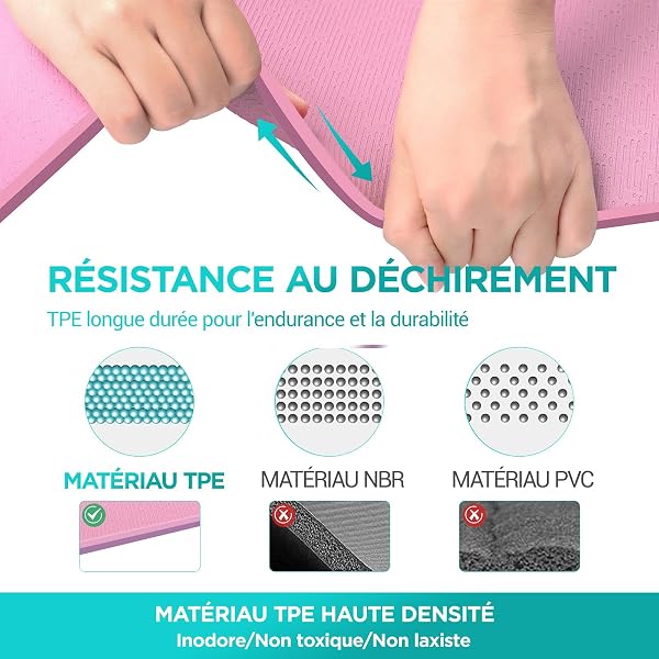 Tapis de yoga OUTDOUSE–70 postures de yoga imprimées, matériau TPE antidérapant, pour la gymnastique, le Pilates, la maison, tapis de fitness pour hommes et femmes, 183x61x0,6cm - 4