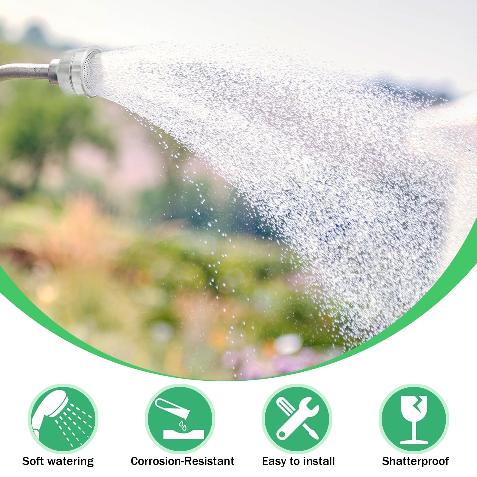 Ugello per acqua ad alta pressione con 1000 piccoli fori, attacco per tubo in lega di alluminio resistente da 2,5 cm, per irrigazione da giardino, serra, vivaio e patio (1 pezzo, argento)