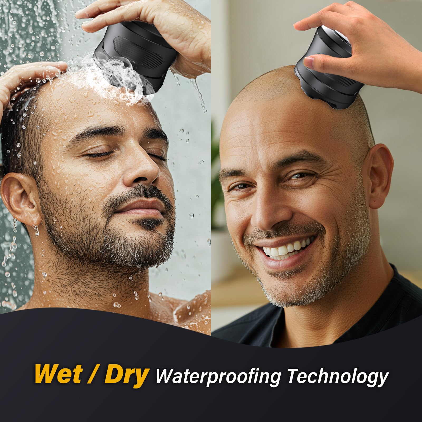 Pneumatici Weather All Rasoio Testa Calva,Rasa Capelli Uomo a Zero 6D Rasoio Elettrico Fluttuante Flessibile Impermeabile IPX7 Rasoio Elettrico Testa Calva Uomo con Display LED,Interfaccia USB-C